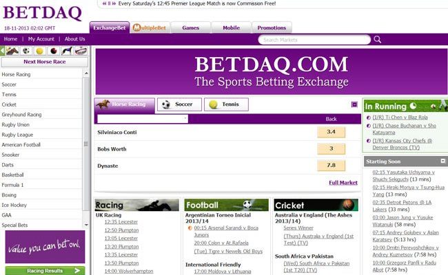 Снимка на сайта betdaq.com